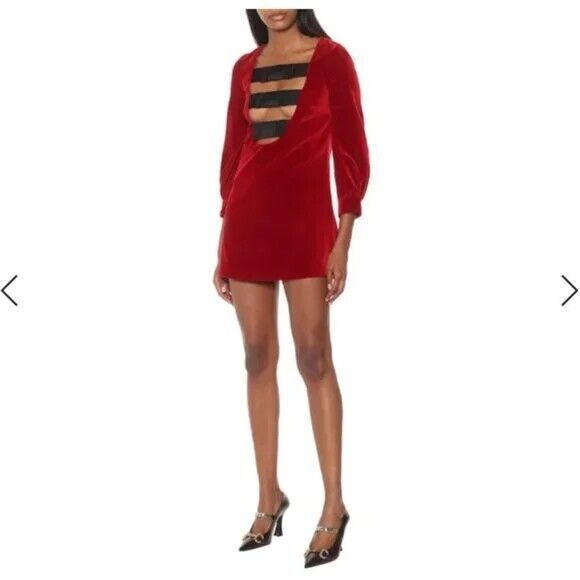 NWT. $4200 GUCCI Runway Velvet Mini Dress IT38 / US 2 red/black - Picture 16 of 16